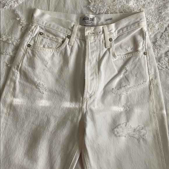 AGOLDE White Cropped Flare Jeans - Picture 2 of 6